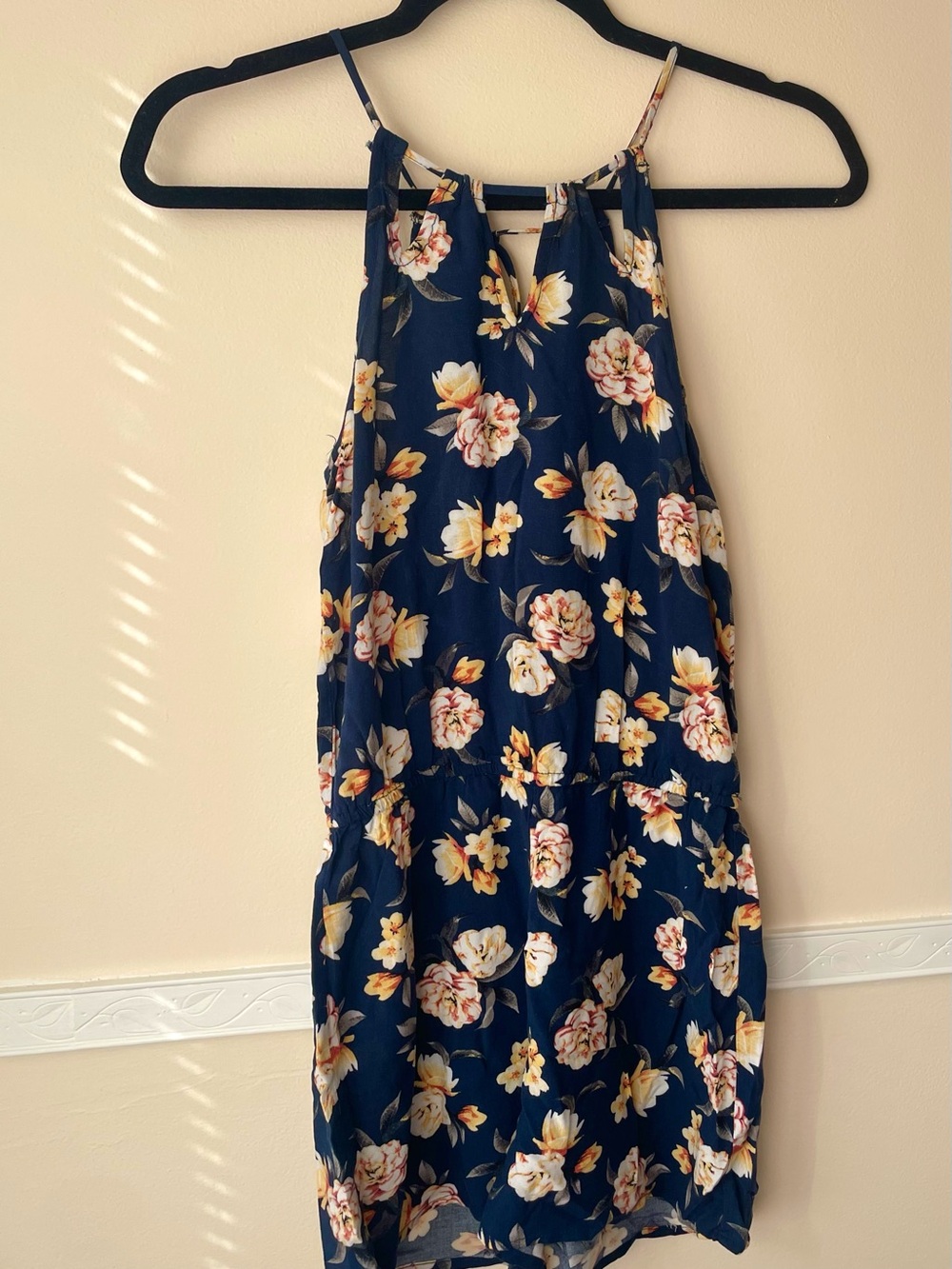 Aeropostale Navy Floral High Neck Romper